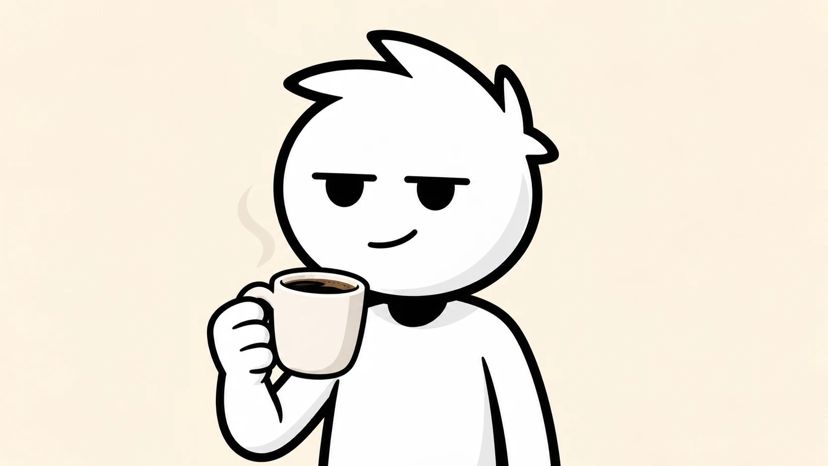 El stickman de FanDeCiencia disfruta una taza de café negro